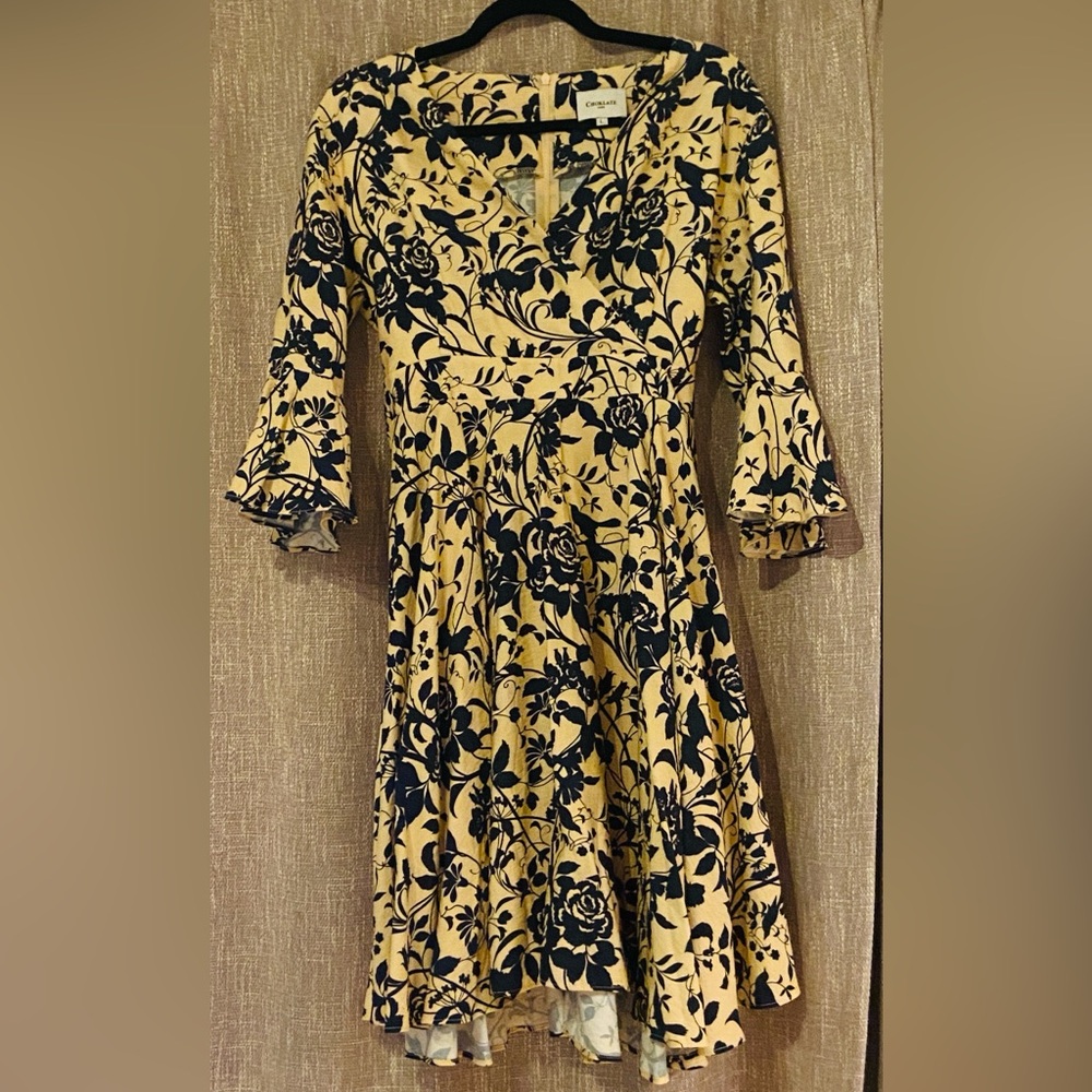Chic Black Floral Long Sleeve Dress